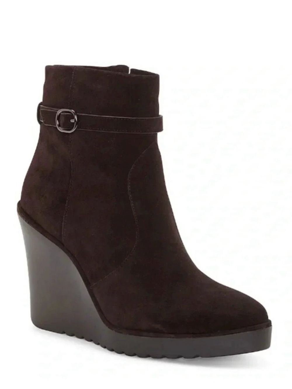 Rebecca Minkoff Leisel Suede Wedge Booties Brown Ganache NWT 7